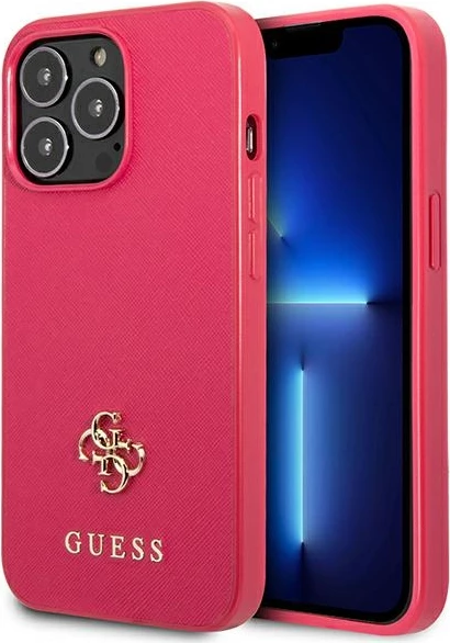 Mbështjellës Guess Saffiano 4G Small Metal Logo për iPhone 13 Pro/13, Rozë