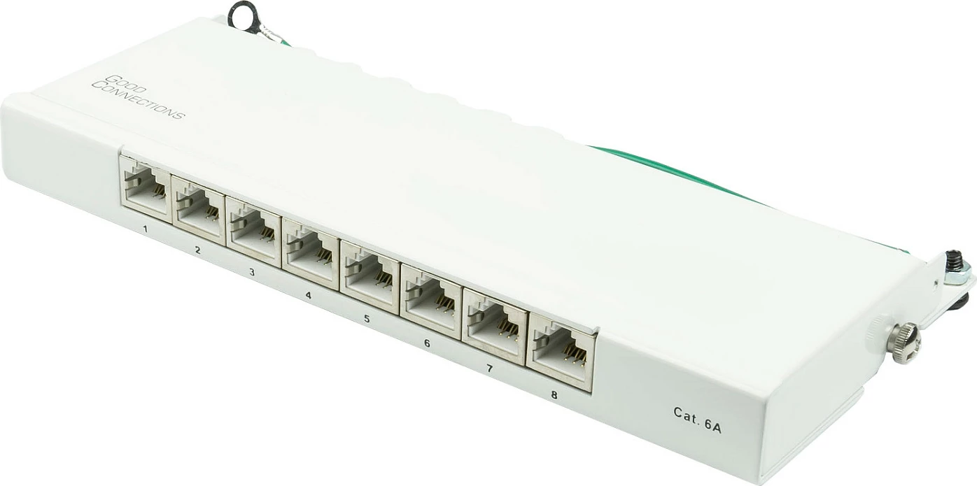 Patch panel rrjeti GoodConnections GC-N0119, 8x RJ-45, Cat6a, S/UTP, 0.5U, e bardhë