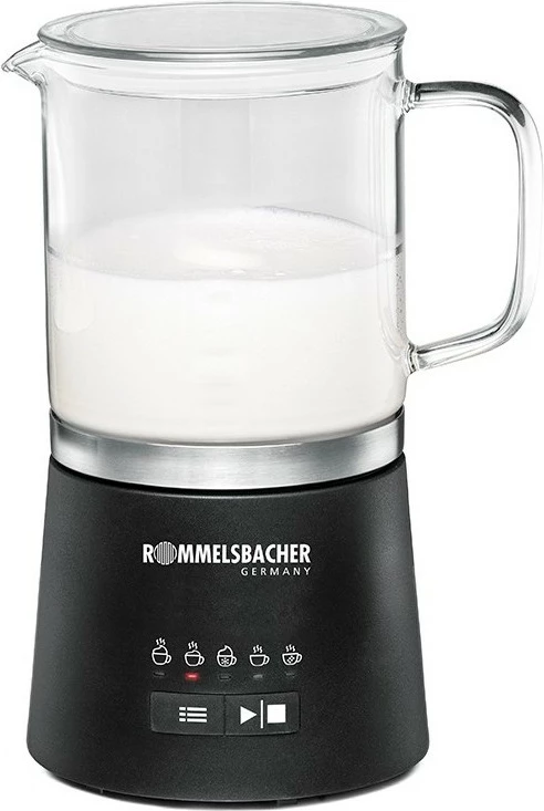 Aparat për shkumë qumështi ROMMELSBACHER MS 625, automatik, 600W, gotë qelqi, zi/inoks