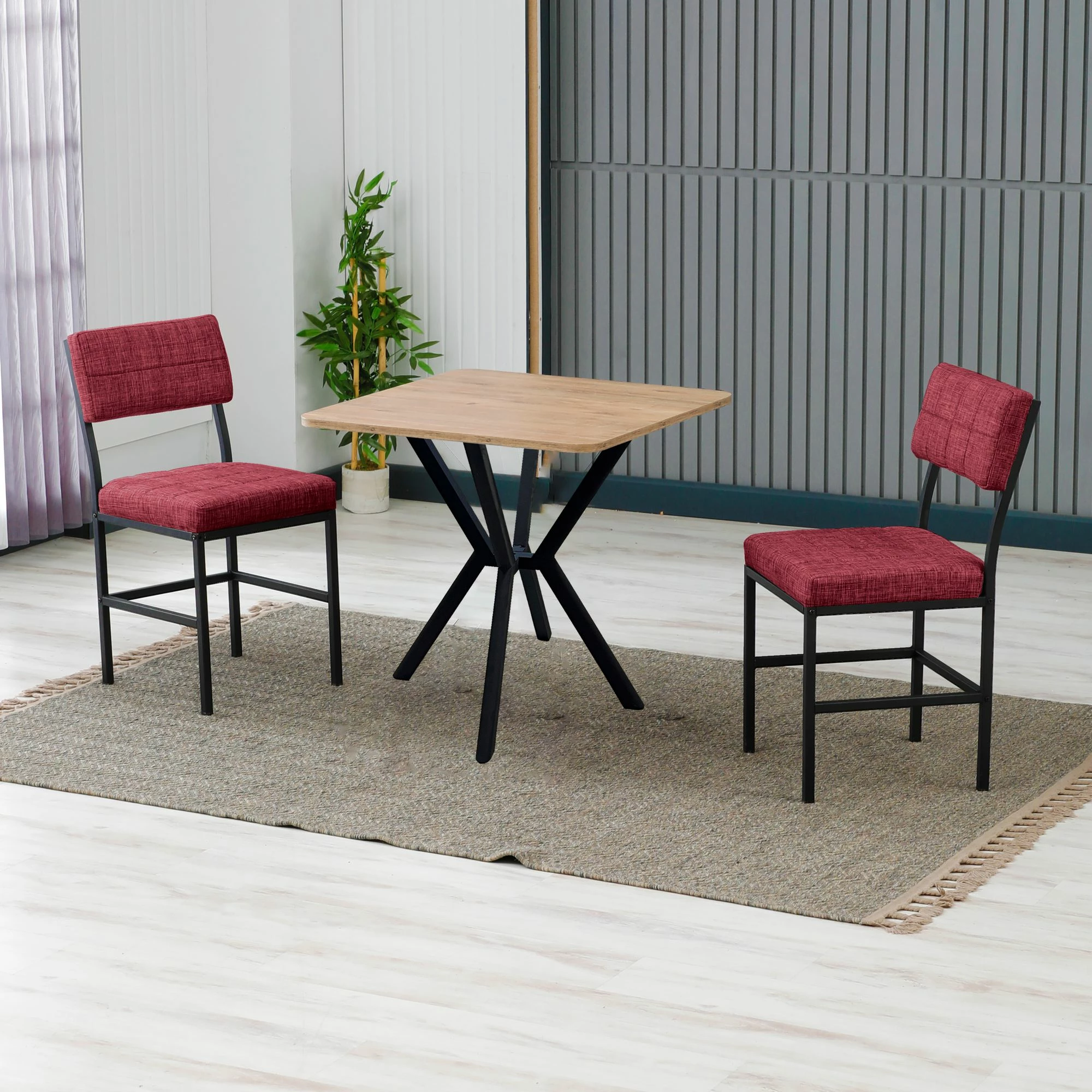Tavolinë me karrige, zgjatshme, 3 copë, Skye Decor, Dubai, burgundy, walnut