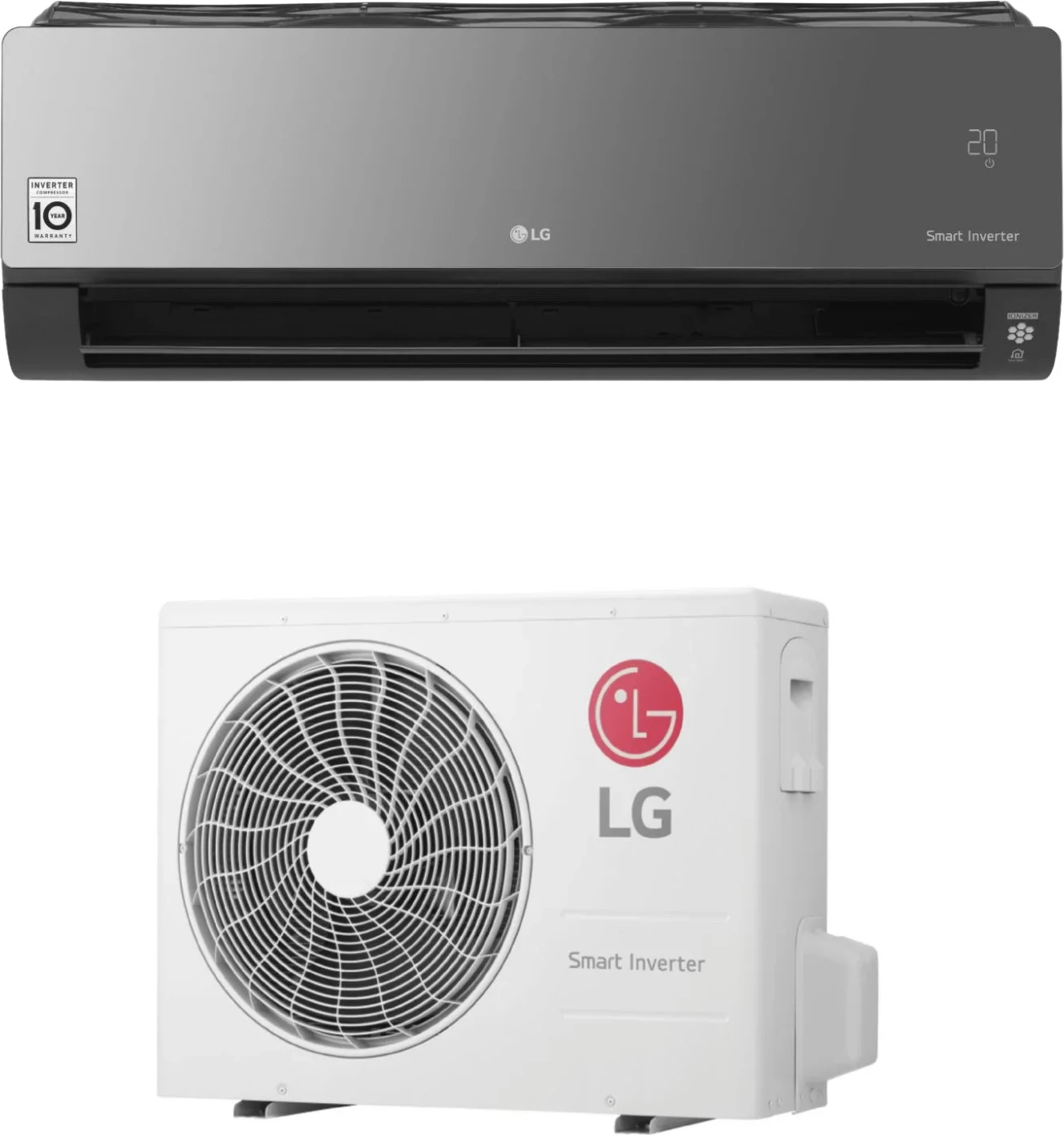 Kondicioner LG Artcool Mirror AC12BK.NSJ/AC12BK.UA3 3.5 kW inverter me ionizator UV Nano WiFi, gri/argjend