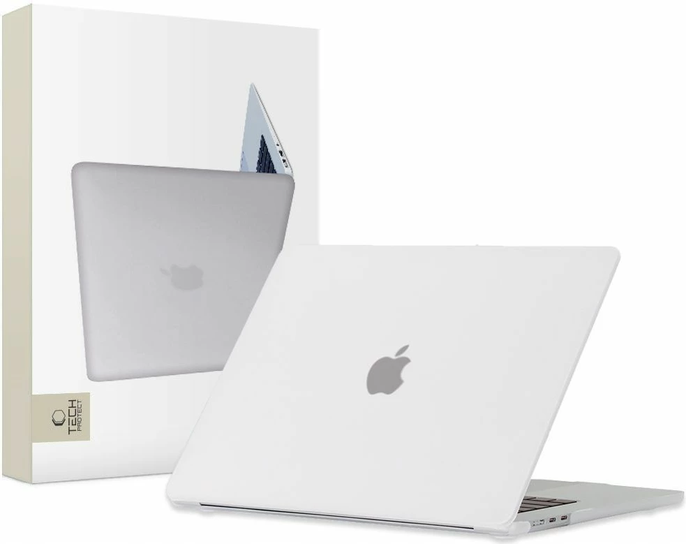 Mbështjellës laptopi, Tech-Protect SmartShell, për MacBook Air 15" 2023-2024 (M2/M3) A2941/A3114, plastik me këmbë gome, matte gjysmë-transparent