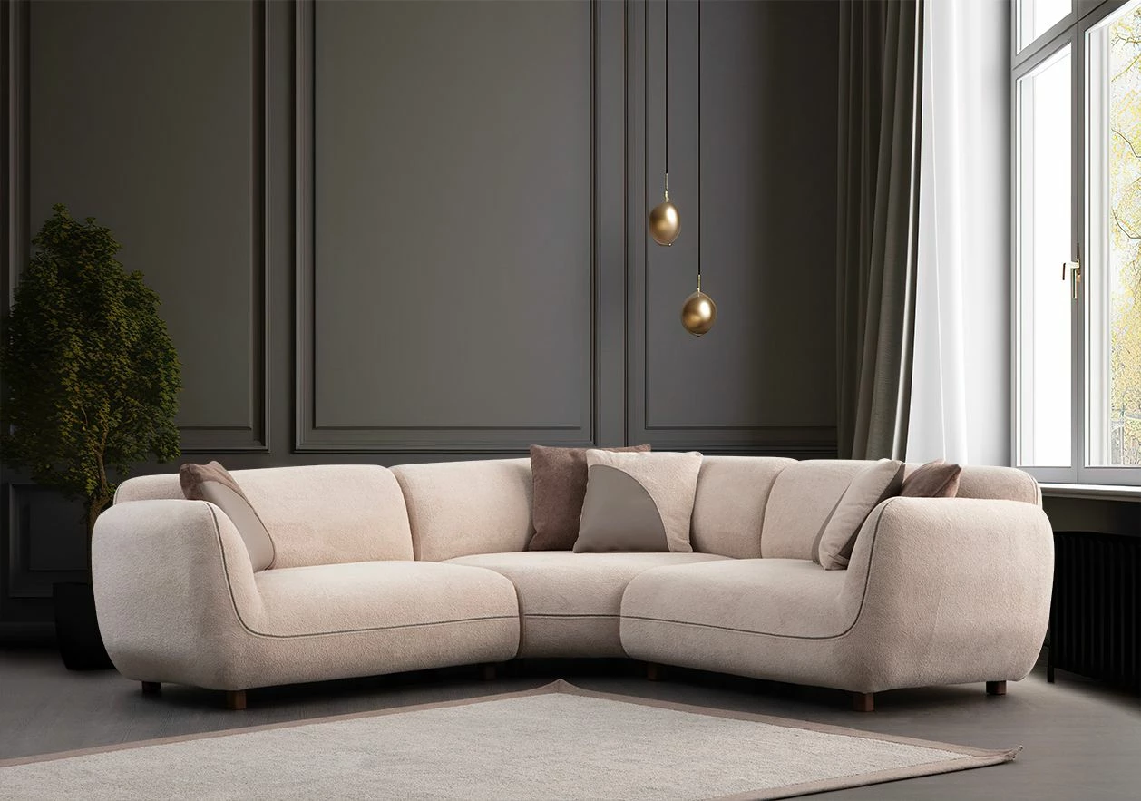 Këndare Pavia, kënd 3 pjesësh, ngjyrë krem, Atelier del Sofa