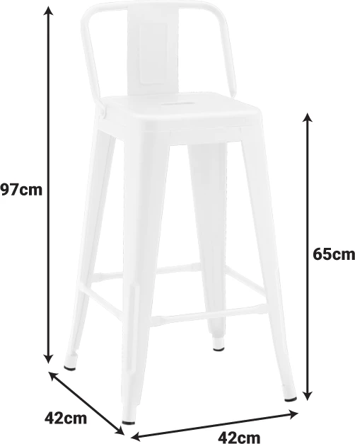 Karrige për bar mesatare me shpinë Utopia, metal, ngjyrë e bardhë matte, 42x42x86cm