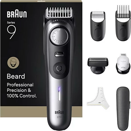 Makinë rroje Braun Series 9 BT9520, 7 aksesorë, Wet & Dry, bateri Li-Ion, ngjyrë e zezë/gri