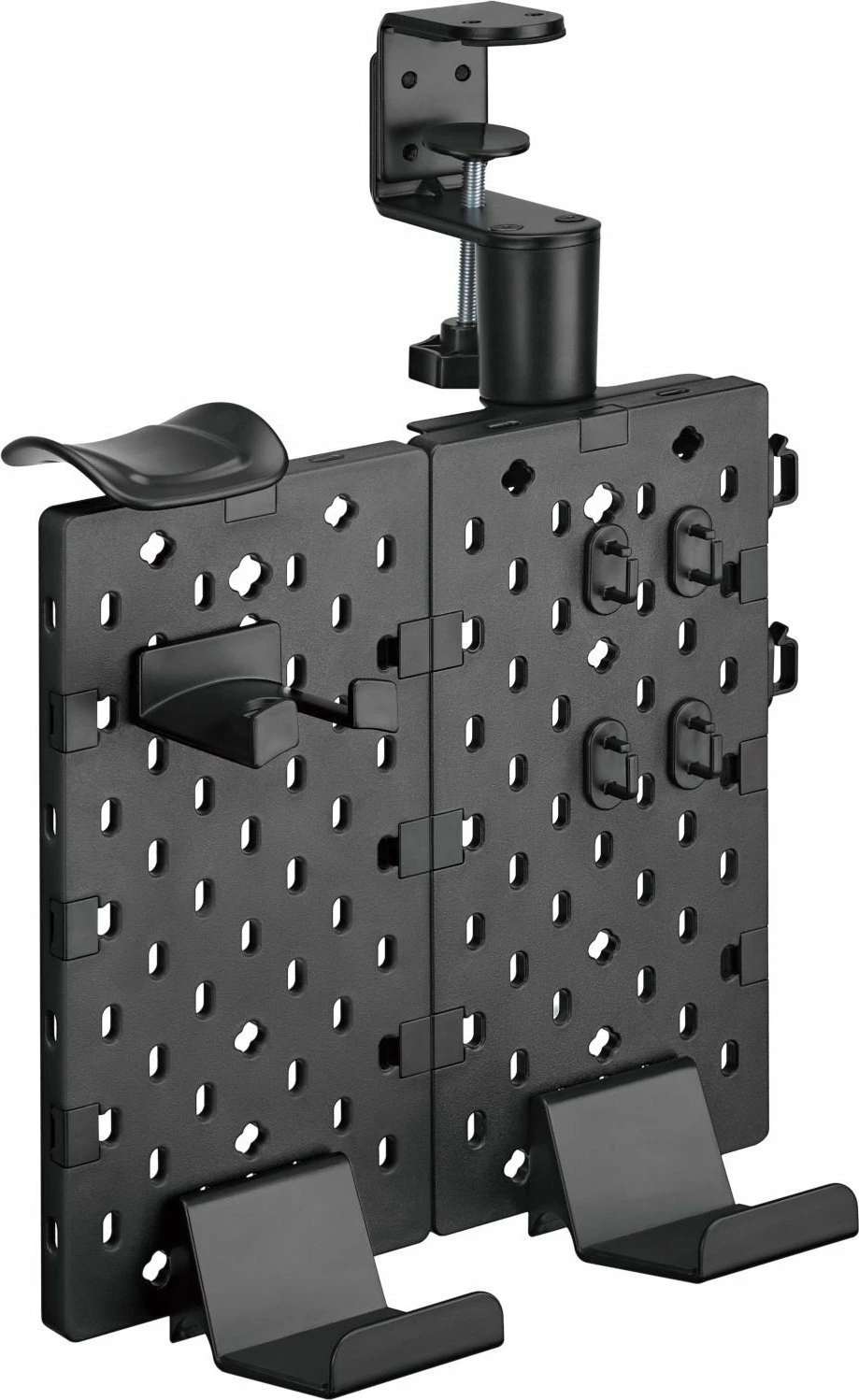 Organizator tavoline me panel të shpuar Mozos OA1, montim me kapëse, ngarkesë 1.5 kg, 180×271×499 mm, i zi, 1 copë