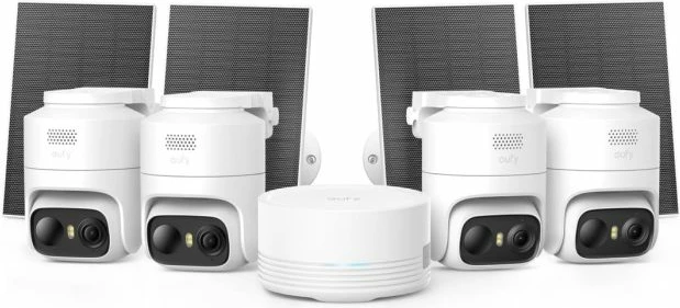 Kamerë sigurie CCTV ANKER Eufy Security eufyCam C37 2K, 360° AI tracking, solar panel, set 4 copë + bazë (HomeBase), e bardhë