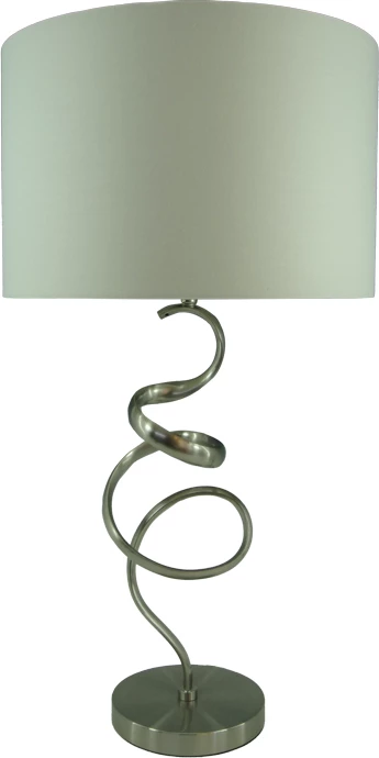 Llambë tavoline Valou Inart E27, argjend alumini, pëlhurë e bardhë, D35x65cm