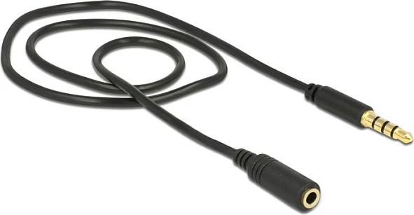 Kabllo zgjatëse audio DeLOCK 84716, jack 3.5mm mashkull-femër, 0.5m, TRRS 4-pin, e zezë