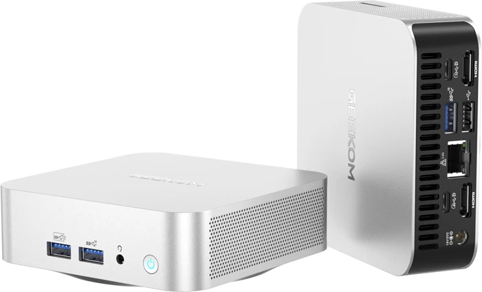 mini Kompjuter GEEKOM A6 Ryzen 7 6800H 16GB DDR5 SSD 1TB Win 11 Pro, argjend, me VESA mount