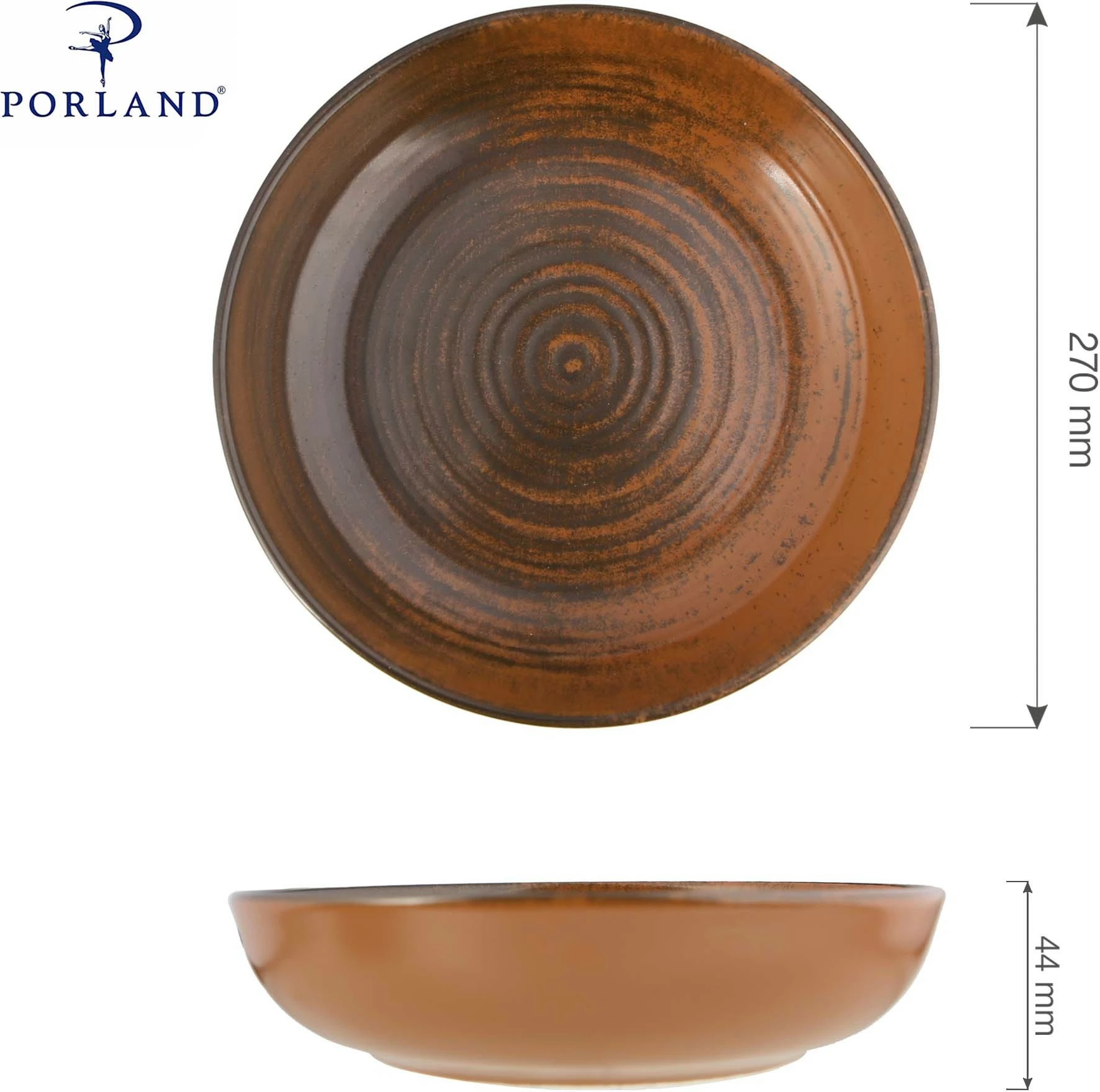 Pjatë coupe Porland Lykke Brown 270 mm, kafe, set 6 copë