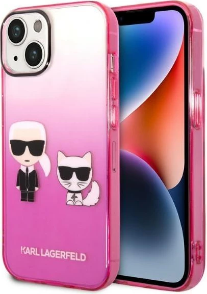 Mbështjellës KARL LAGERFELD KLHCP14MTGKCP për iPhone 14 Plus, Full Body Protection, rozë gradient
