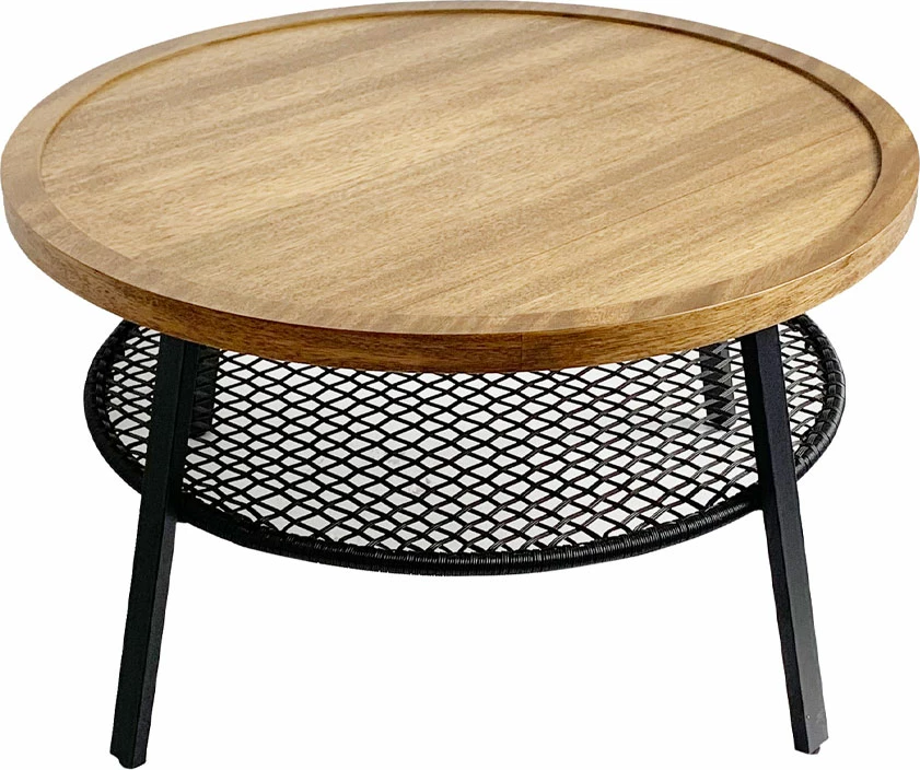 Tavolinë kafeje Filet, ngjyrë natyrale/zezë, 75x75x43cm