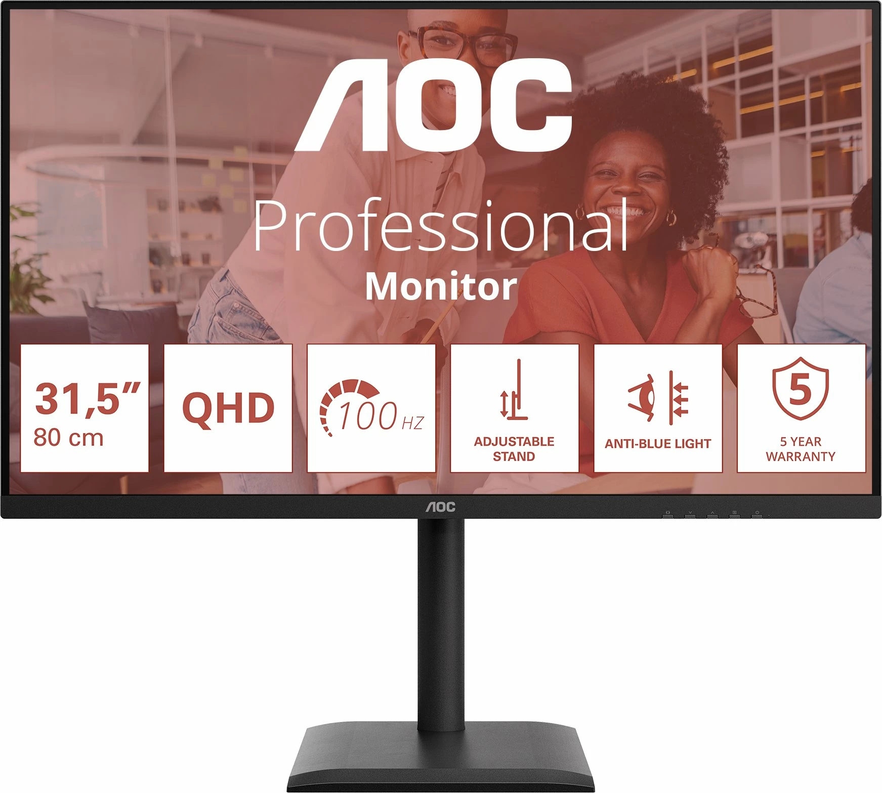 Monitor AOC Q32E4U 31.5" IPS WQHD 100Hz 4ms me altoparlantë, USB HUB, i rregullueshëm në lartësi, i zi