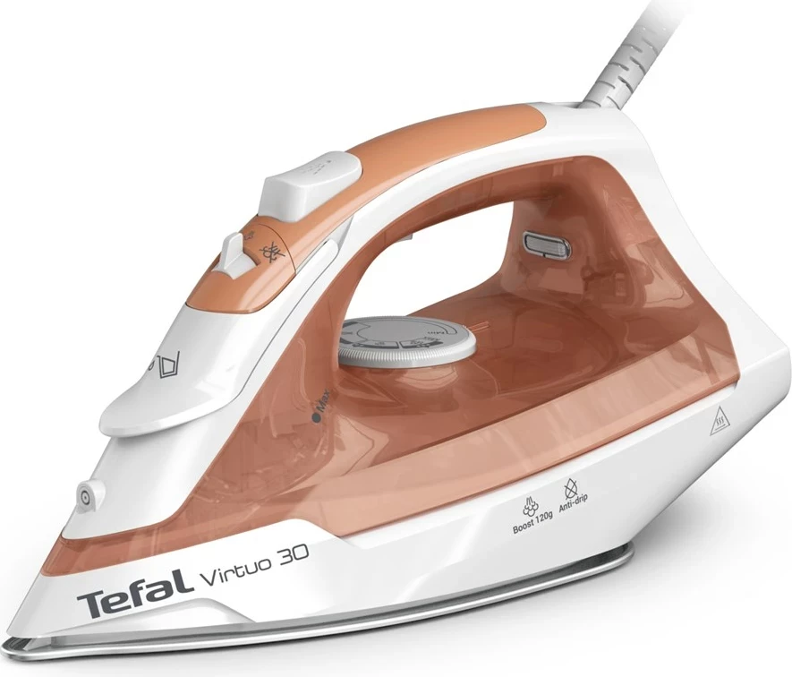 Hekur Tefal Virtuo 30 FV2C40E0 2000 W, pllakë qeramike, avull/dry, Peach/White 5