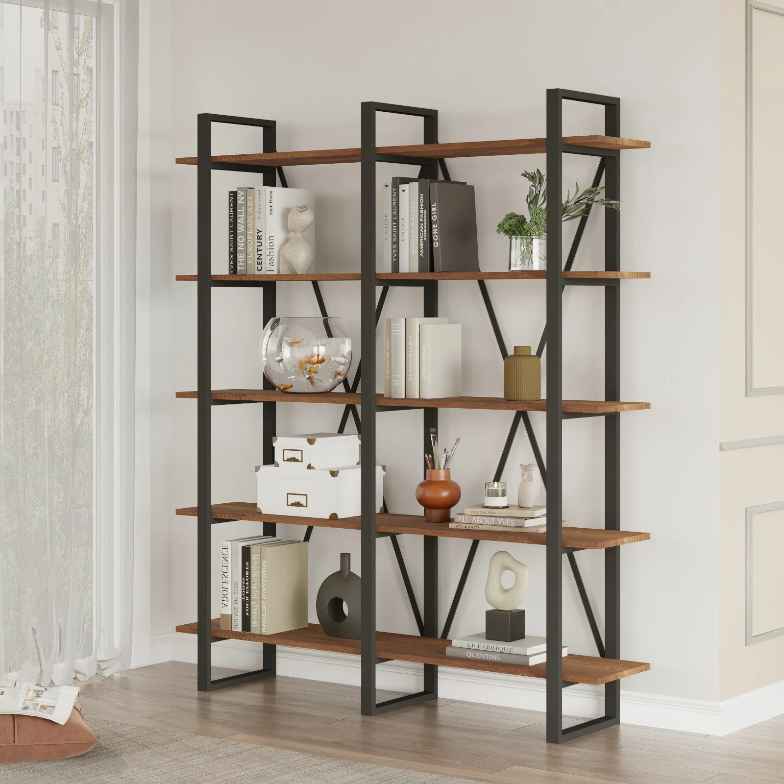 Raft librash Hanah Home, Mn05-Ba, ngjyrë arre, 154.8x180x34cm