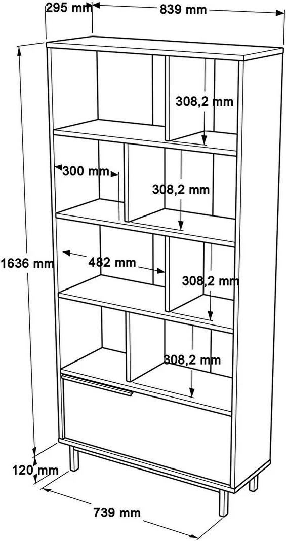 Raft librash Hanah Home, On4-S, ngjyrë arre, këmbë metalike