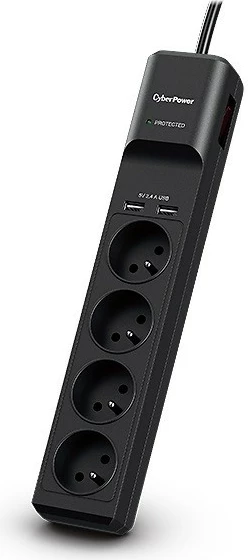Prizë mbrojtëse CyberPower P0420SUD0-FR, 4xFR, 2xUSB, 1.8m, e zezë