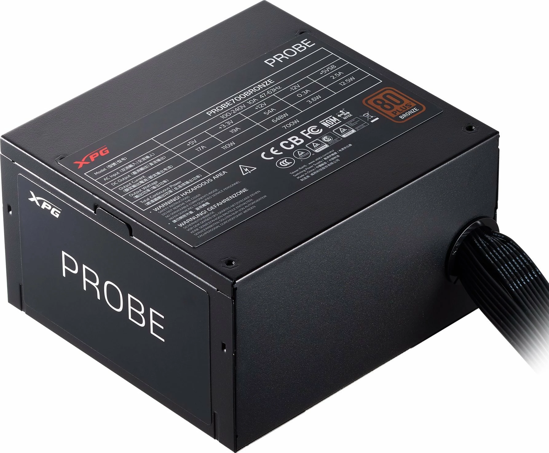 Furnizues rryme XPG PROBE700B-BKCEU PROBE 700W, 80 Plus Bronze, ATX, 2x PCIe 6+2-pin, jo-modular, i zi