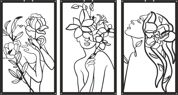 Dekor muri Witho, set prej 3 copash, metal i zi, 30x1.5x50cm