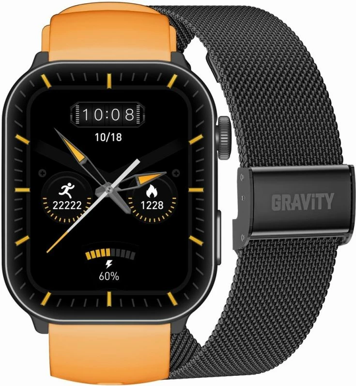 Smartwatch për meshkuj Gravity, portokalli e zezë