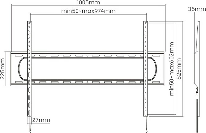 Mbajtëse muri për TV EQUIP 60"-120", fikse, VESA 900x600, 120kg, e zezë