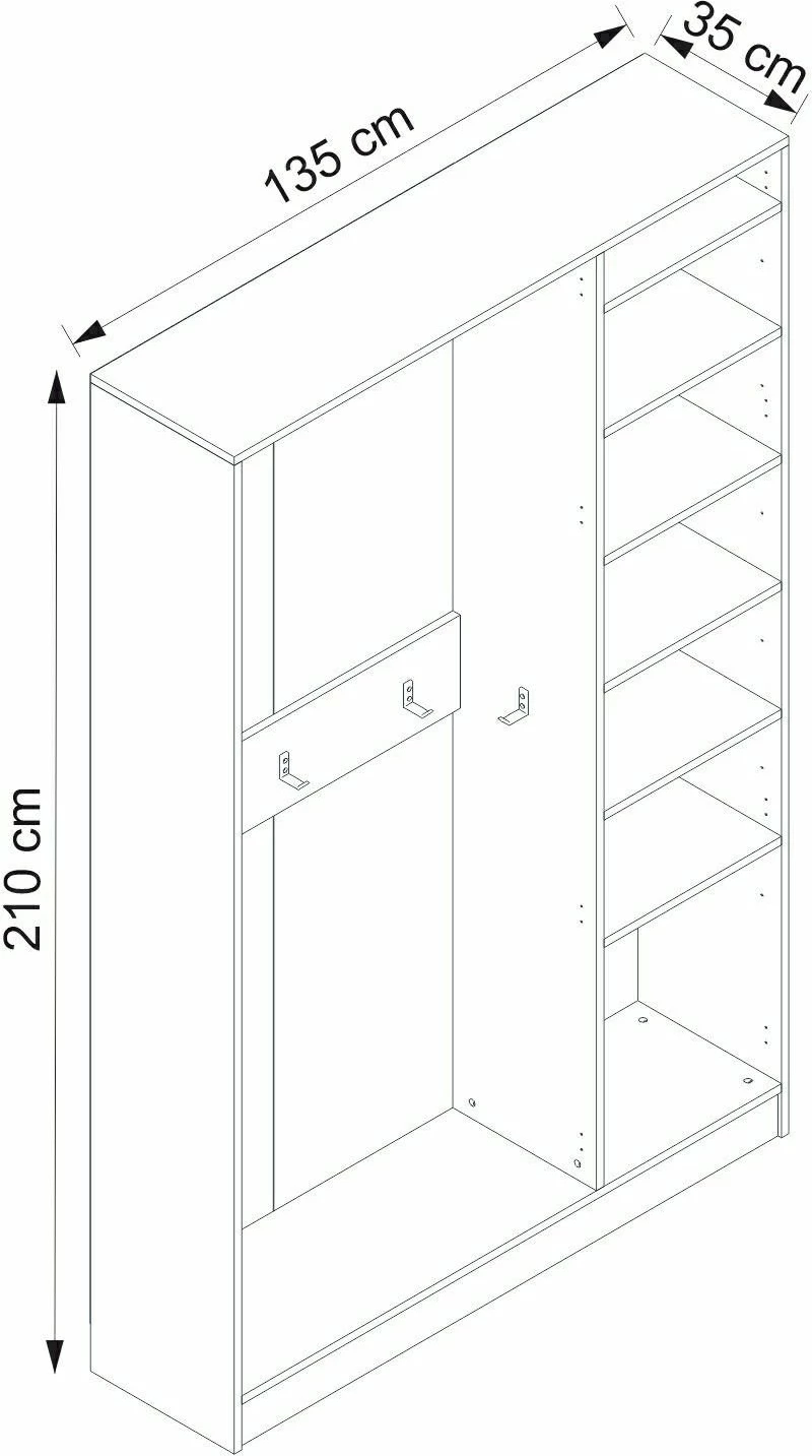 Stendë korridori Hanah Home, Noah - 8210, antracit, 135x210x35cm