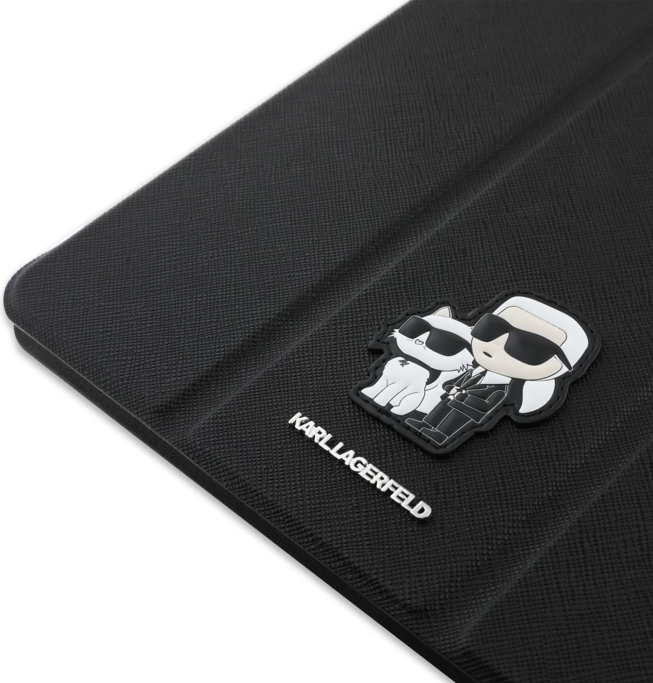 Mbështjellës Karl Lagerfeld Saffiano Magnetic Karl & Choupette për iPad Air 11" 2024, i zi