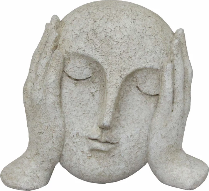 Dekor skulpturë fytyre THINK, ngjyrë e bardhë e zbehtë, 19.5x8x16.2cm