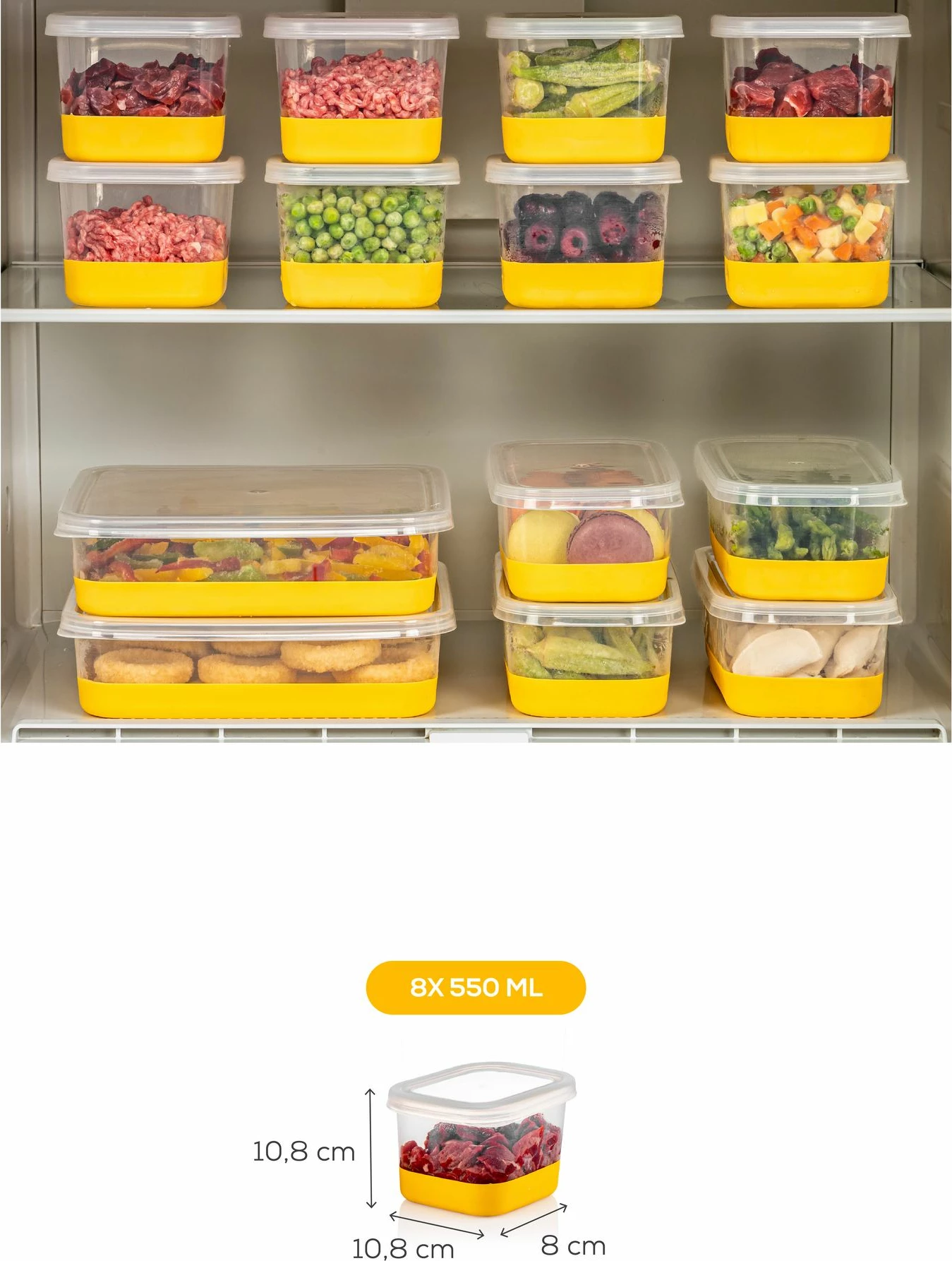 Set organizues për frigorifer, 8 copë, Hermia, 8A, ngjyrë e verdhë