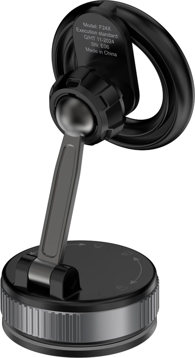 Mbajtëse magnetike për veturë, Dudao F24X, kompatibile me MagSafe, kupë thithëse me vakum për xham/dashbord, e zezë