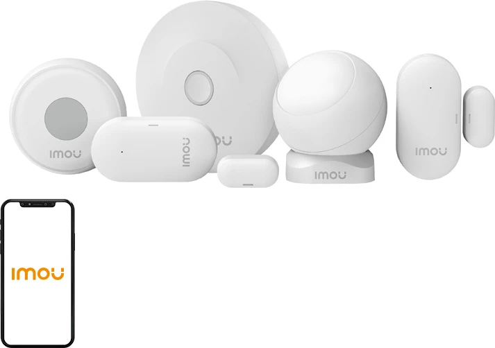 Sistem alarmi IMOU KIT-Alarm(ZG2)-EU-5, Wi‑Fi 2.4GHz/ZigBee 3.0, set me gateway ZG2 + sensor lëvizjeje ZP1 + sensor dere/dritare ZD1 x2 + buton paniku ZE1, i bardhë