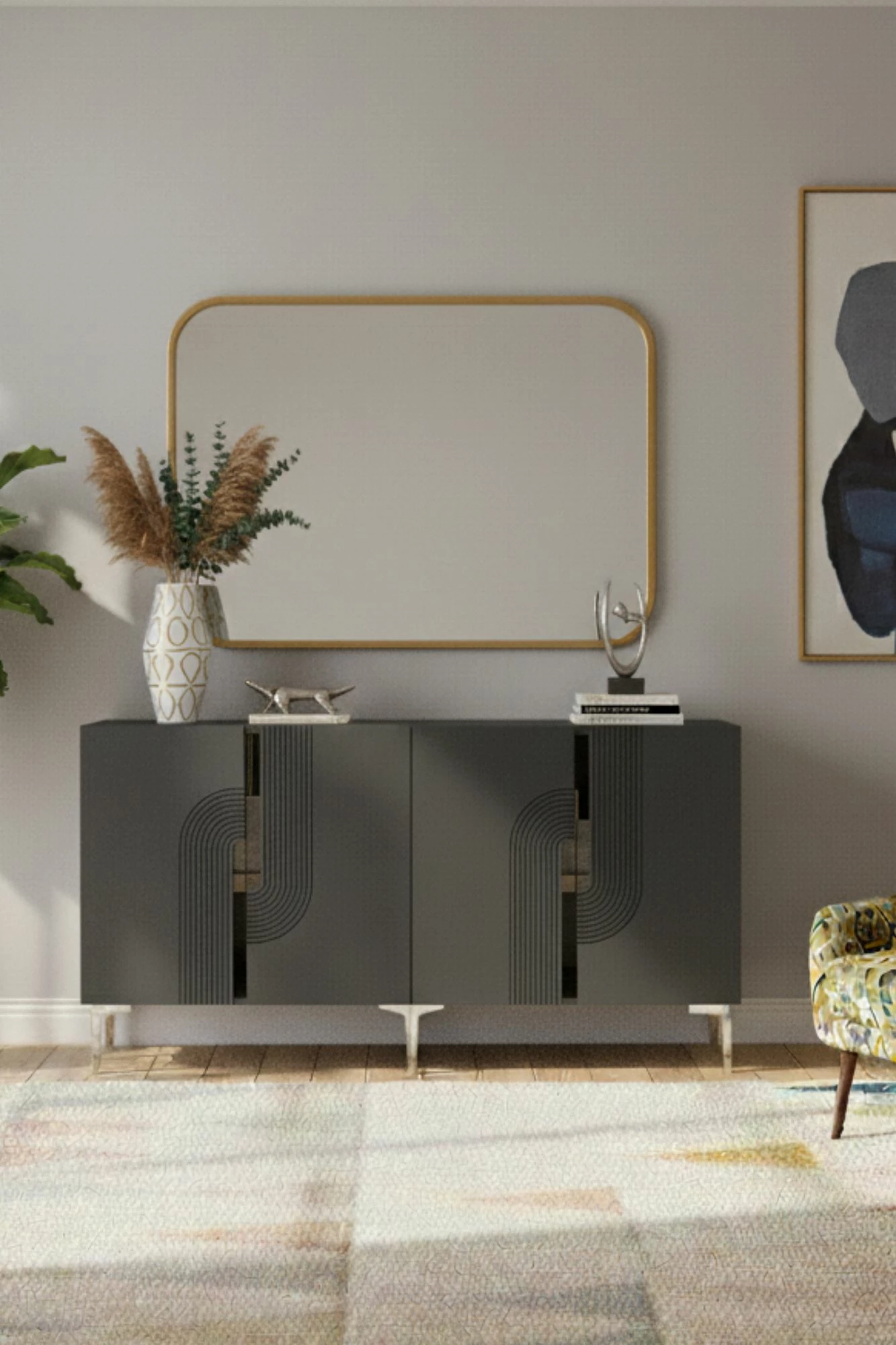 Konsol Skye Decor, Meyra 150, antracit, argjend