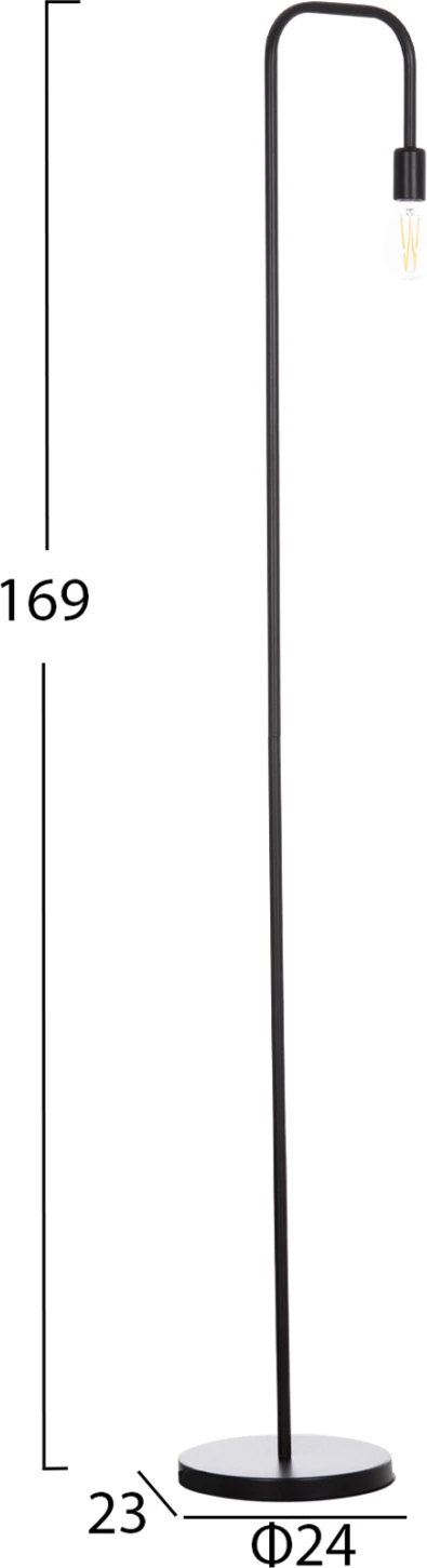 Llambë dyshemeje Kramer, metal i zi, FH7535.11, 23x169cm