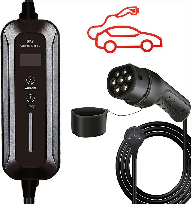 Karikues portativ për veturë elektrike ROLINE, T12 (Typ J) - Type 2, Mode 2, 10A, 2.3kW, 5m, i zi