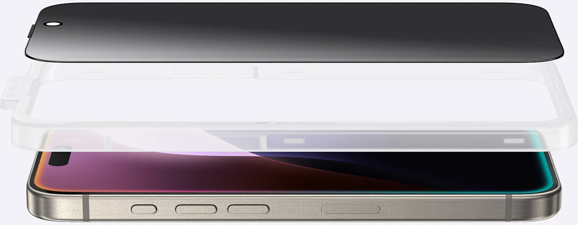 qelq i temperuar privatësie, AmazingThing, Titan Privacy Glass për iPhone 16, 330µm, 9H, kënd shikimi ±28°, i errësuar