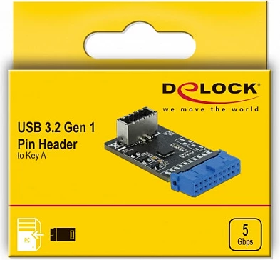 Adapter USB i brendshëm DeLOCK Type-E Key A në Key A female, USB 3.2 Gen 2, 5 Gbps