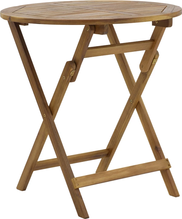 Tavolinë me karrige Recofly-Carpuva set prej 3 copash, palosëse, dru akacie natyrale D70x74cm