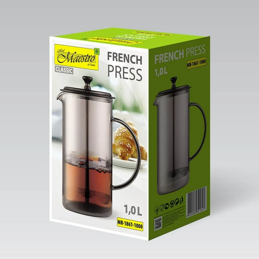 French Press Maestro MR-1861-1000, 1L, E zezë