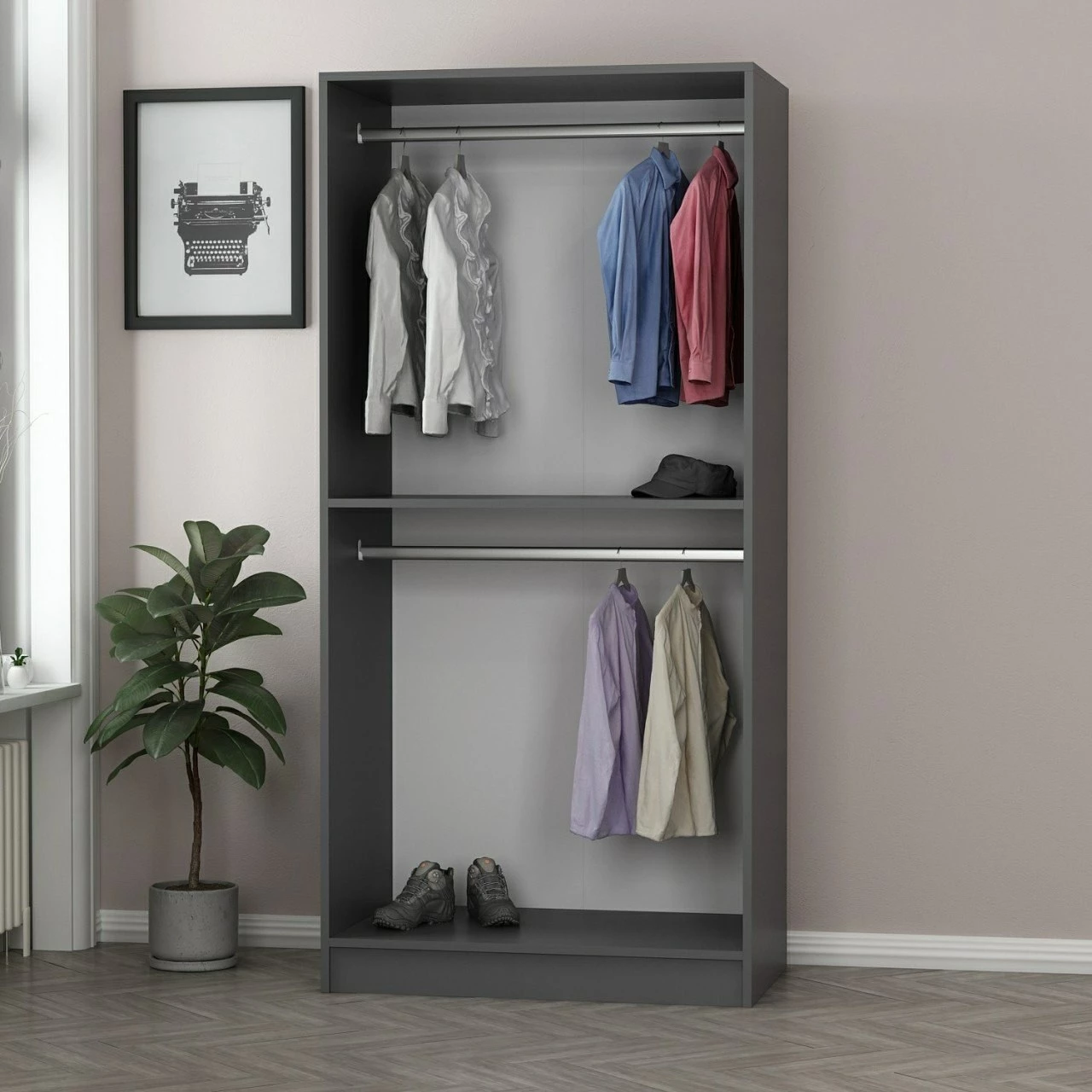 Dollap Hanah Home, xham Kale, anthracite, 190cm
