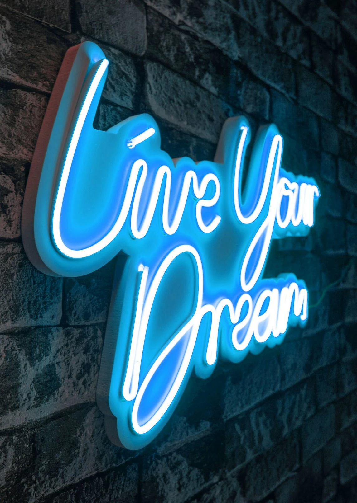 Dritë dekorative LED në mur, 'Live Your Dream', plastikë, ngjyrë e kaltër