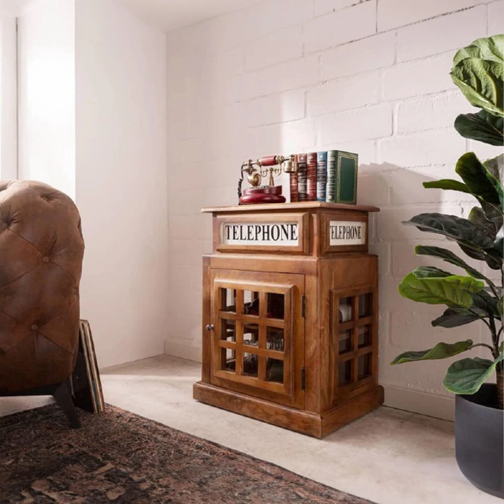 Tavolinë anësore MINI LONDON, ngjyrë natyrale, 51x38x69