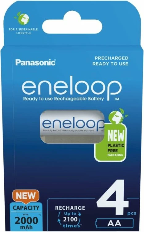 Bateria të rikarikueshme Panasonic Eneloop AA 2000mAh 4 copë, të bardha