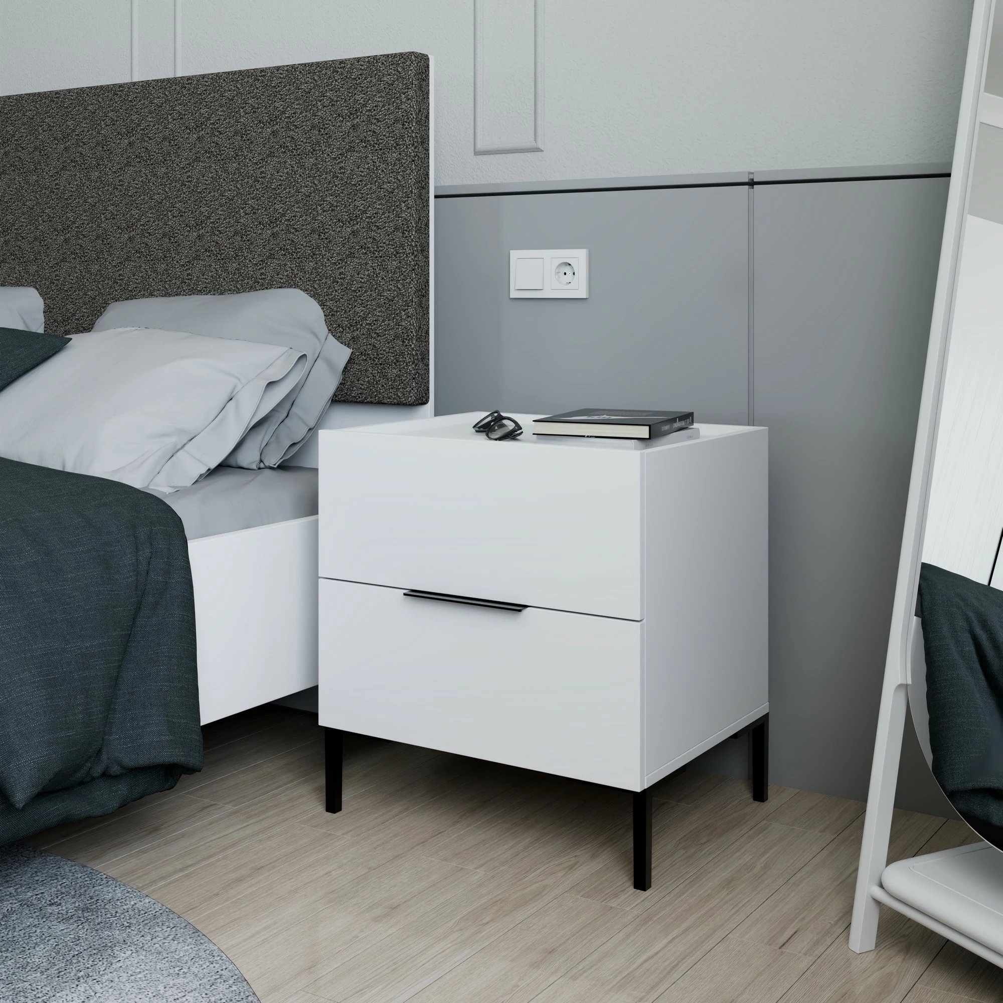 Komodinë Hanah Home, Kmd-1720-Dd-1, e bardhë