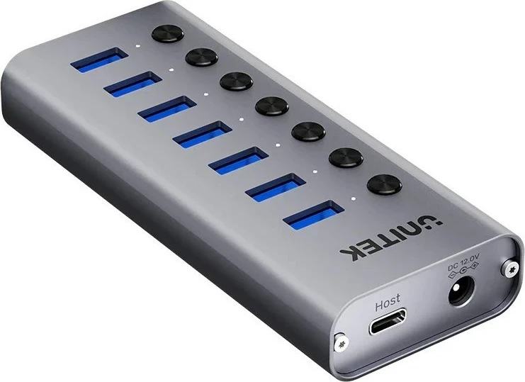 Hub USB-A 3.0 Unitek H1314A01-EU, 7 porte, Gri