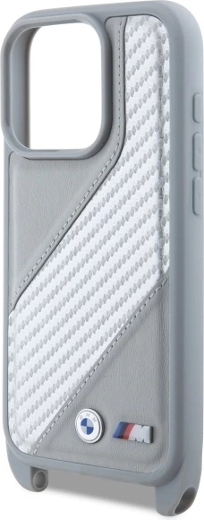 Mbështjellës BMW M Edition Carbon Stripe & Strap për iPhone 16 Pro Max, Gri
