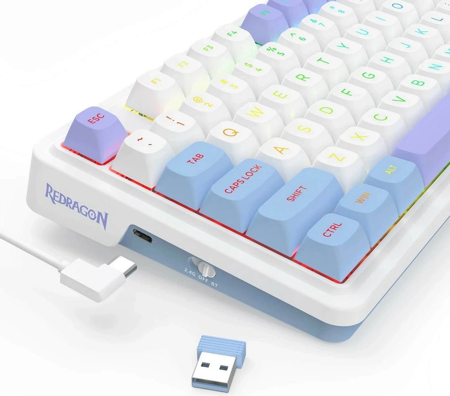 Tastierë mekanike Redragon Ucal Max K673WBP-RGB-MAX, 75%, RGB, wireless, e bardhë