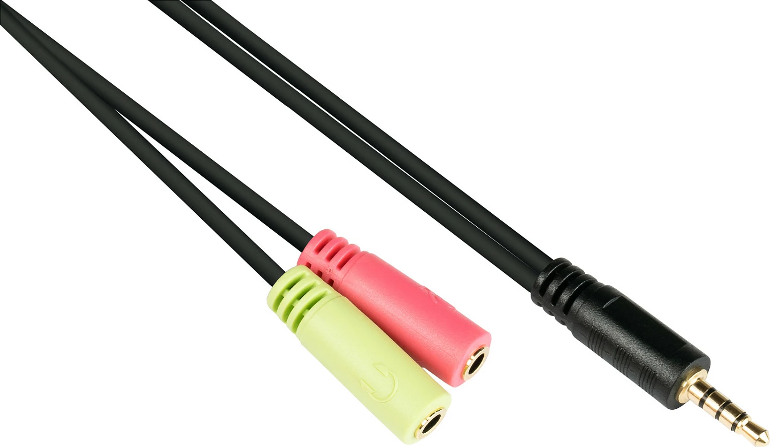Adapter kabllo audio GoodConnections Alcasa AD-HS03, 3.5mm mashkull në 2x 3.5mm femër, 0.2m, e zezë