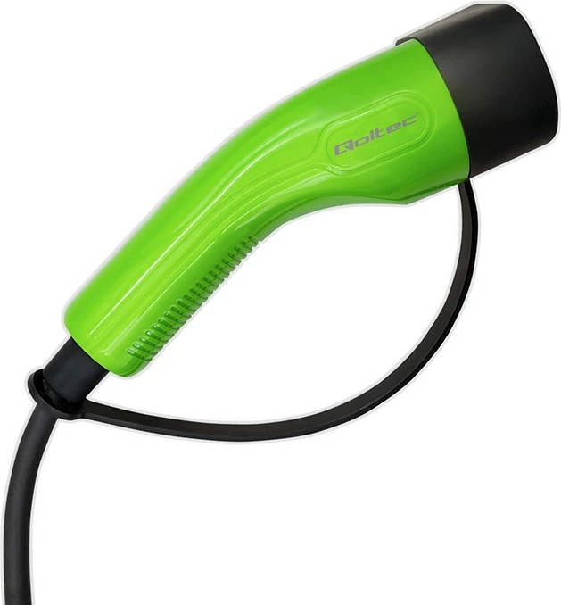 Karikues mobil EV, Qoltec 52574, Type 2, 3.5kW 230V, 1-fazë, rregullim 8A/10A/13A/16A, kabllo 4m, LCD, IP65 IK09, me çantë, e zezë e gjelbër