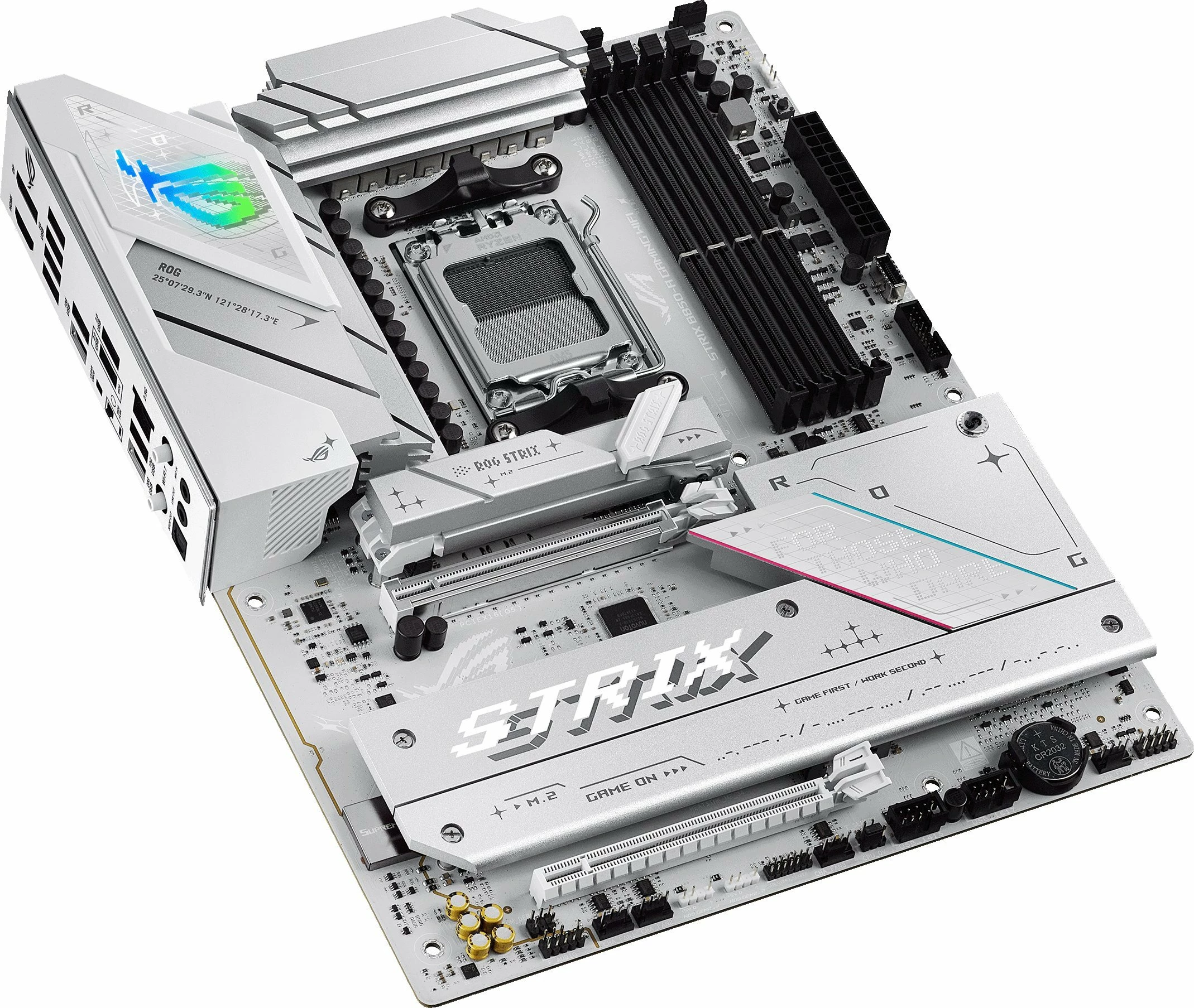 Pllakë amë Asus ROG STRIX B850-A GAMING WIFI, AM5, ATX, DDR5, Wi‑Fi 7, 2.5GbE, e bardhë, me antenë Wi‑Fi